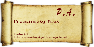 Pruzsinszky Alex névjegykártya